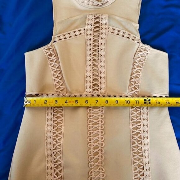 Free People Womens Nude Skyscraper Crochet Lace Trim Sleeveless Mini Dress S - Picture 10 of 11